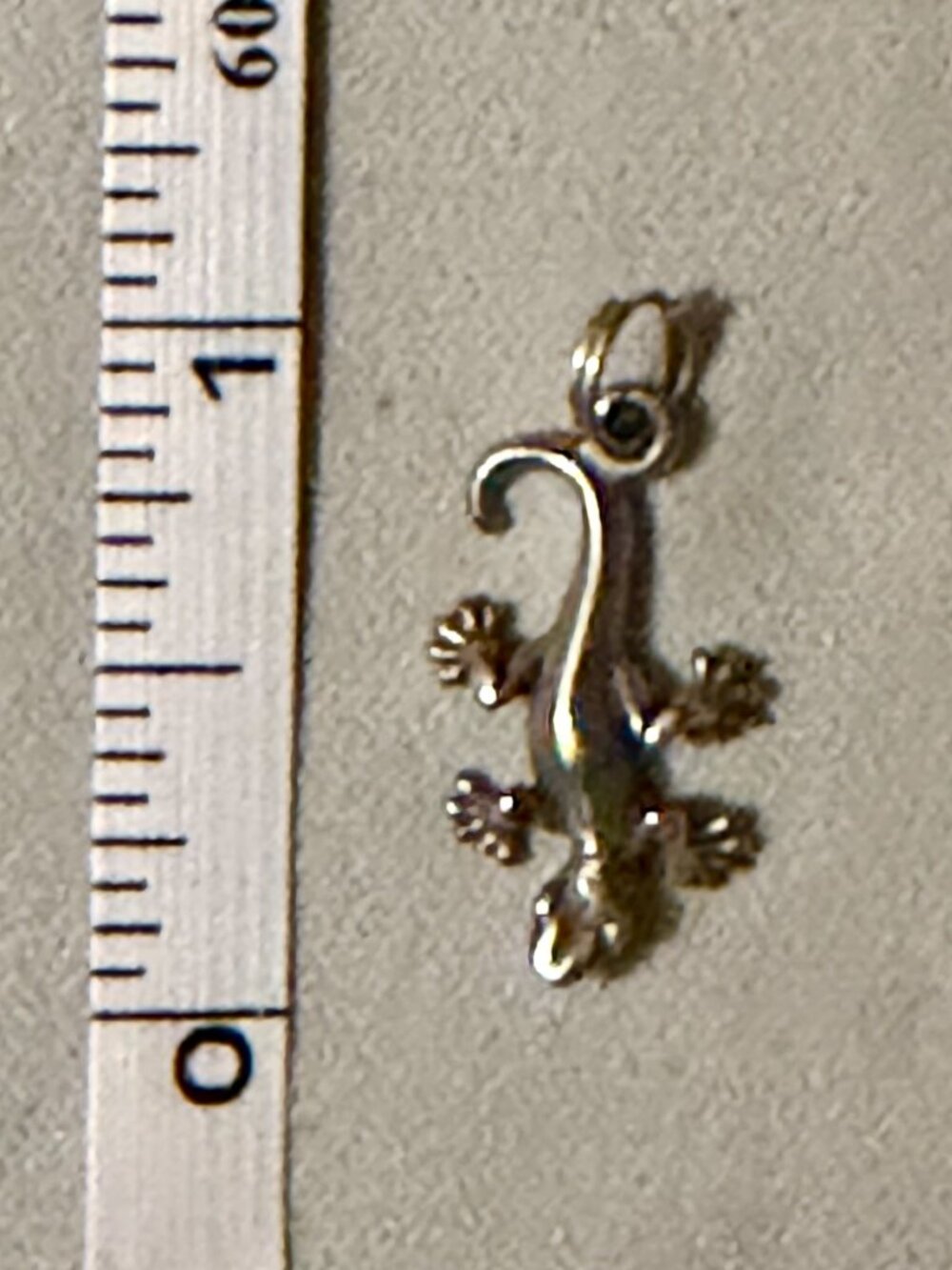 Detailed Silver Gecko Pendant with Spiral Tail Charm Necklace